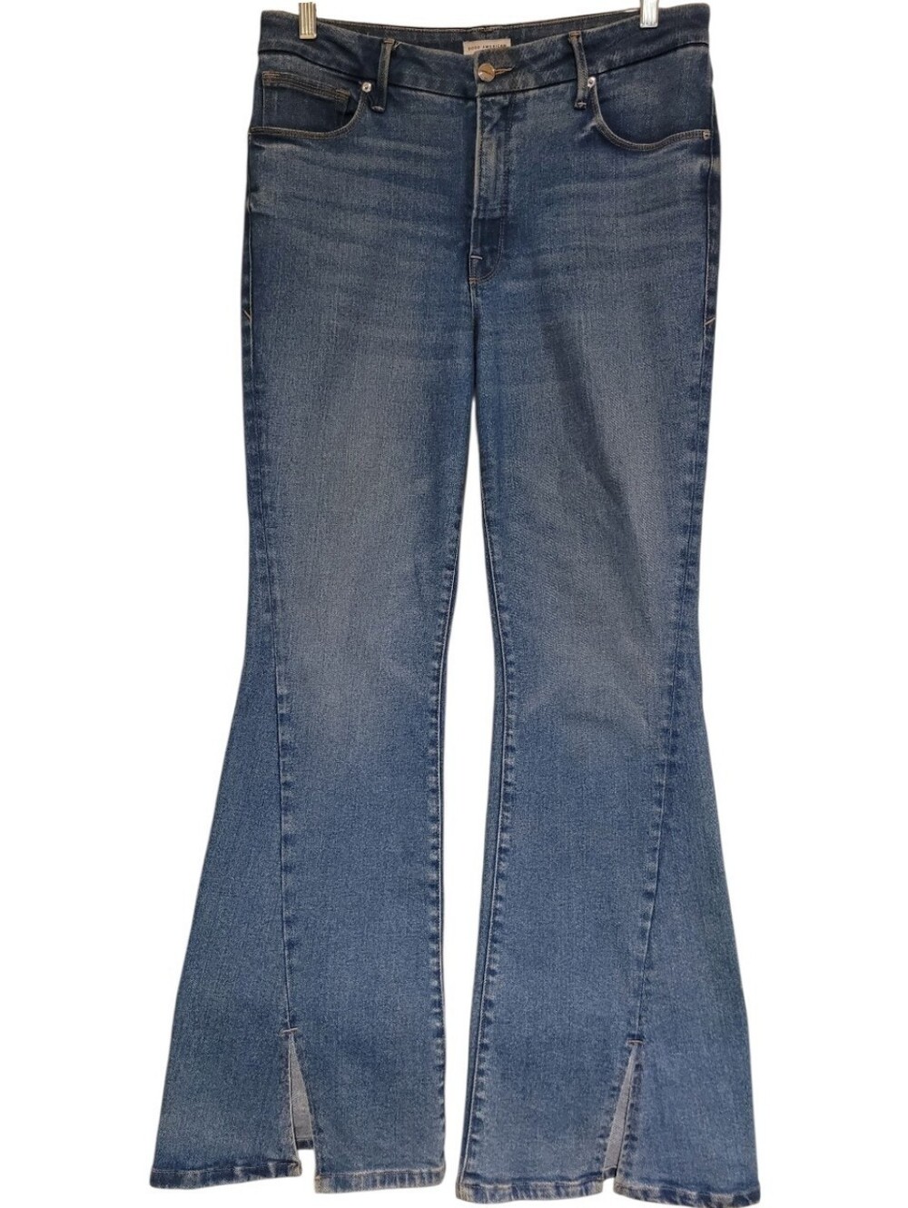Good American Womens Flare Jeans Slit Front Boot  Size 10/30, Measures 34x33